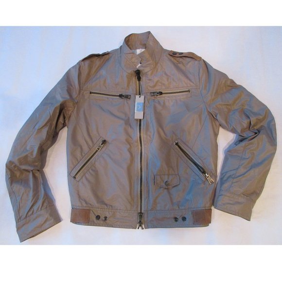 1G First Generation Rain Men's Waterproof Beige Bomber Jacket - Picture 5 of 8